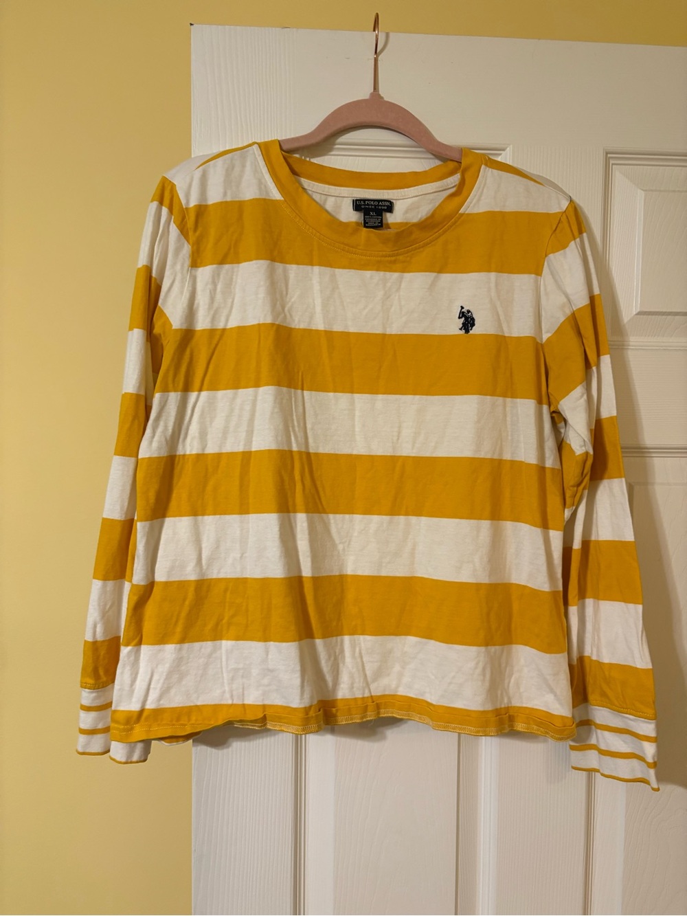 U.S. Polo Assn. Yellow and White Striped Long Sleeve Tee